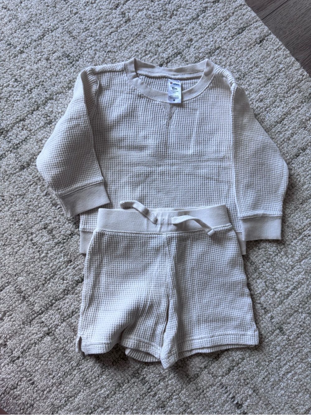 Carter's Cream Waffle Knit Kids Set